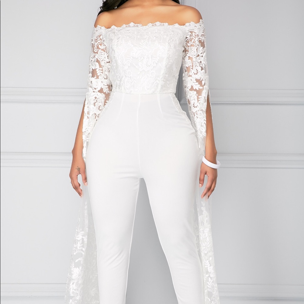 White LacePanel Bridal Jumpsuit